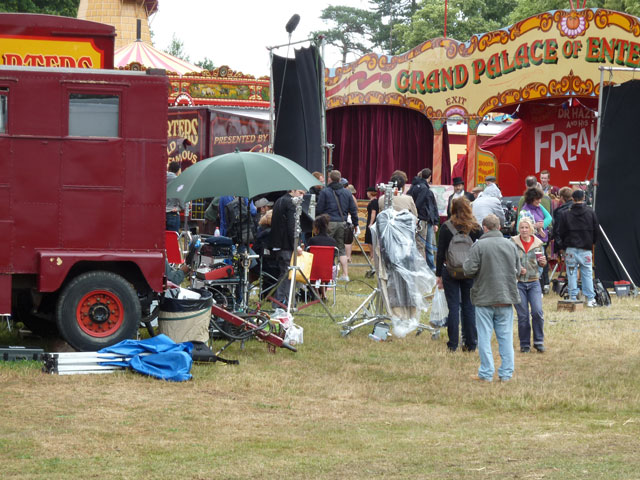 Image showing a camera crew filming at a fairground
